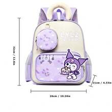 Sanrio 1 pieza Mochila de dibujos animados de Sanrio Kuromi, My Melody, Cinnamoroll, mochila ligera y adorable de Kuromi y My Melody para niños y niñas, bolsas rosas y moradas