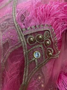 新款非洲蕾丝面料，镶嵌大颗钻石和珍珠，瑞士雪纺流苏蕾丝。高品质时尚法式雪纺蕾丝饰边面料，2026新款，适合婚礼和派对，1码/5码。