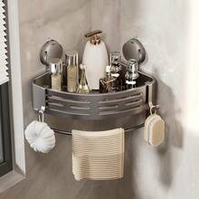 Esquinero para Baño Regadera Ventosa Repisas Sin Taladro Organizador de Regadera Metal de Aluminio Porta Shampoo Antióxido Estante Organizador Baño Gris Mueble para Regadera Tofaney - ventosa triangular 1nivel - Ver 13