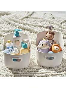 5 Rectangular Baby Toy Storage Boxes, Infant Bath Product Storage Boxes, Children's Stationery Storage Boxes - White - View 4