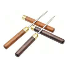 Dos picahielos de acero inoxidable con mangos de madera y tapas de se.guridad. Rompe hielo fácilmente del congelador, la máquina de hielo o cualquier otro lugar. Perfecto para bares, cocinas y alimentos congelados a granel. No solo rompe hielo, sino que también puede perforar cuero y alimentos congelados. - Marrón - Ver 1