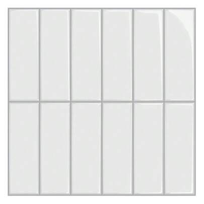 5 Sheets 10"X10" Pure White 3D Peel And Stick Backsplash Tiles Glossy Self Adhesive Vinyl Wall Sti