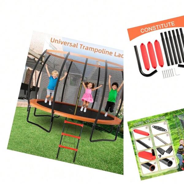 Universal 3 - Step Orange Trampoline Ladder With Knob Pads, Alloy Steel Frame, 220 Lbs Capacity, Easy Assembly, 15 - Year Warranty For Kids