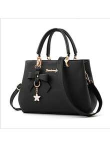 女士手提包，PU皮革拉链托特包，蝴蝶吊坠斜挎包，礼品 - 彩色 - 查看 16