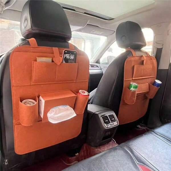[Felt Car Storage] LDQ 1-Pack Felt Car Seat Organizer - Ideal For Storing In-Car Supplies, Items, And More - Backrest Mounting