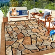 Dywanik ogrodowy z teksturą imitującą kamień, nadający się do prania w pralce, duży dywanik kempingowy do kampera, dywanik do werandy, balkonu, korytarza, wycieraczka, mata wejściowa, mały dywanik, dywan dekoracyjny, dywanik do salonu, sypialni, łazienki, kuchni, wystroju wnętrz, mata na drzwi wejściowe, mata zewnętrzna, mały dywanik - Wielokolorowe - Zobacz 7