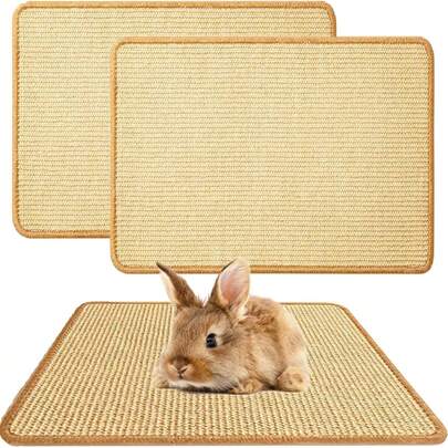 Rabbit Scratch Pad, Sisal Rabbit Scratching Pad,,Natural Rabbit Anti-Slip Pad, Claw And Tooth Care,Sun, Rabbit Mat, Cage Rabbit Chew Toy, Rabbit Pet Cage, Bedding, Bite And Sleep Nesting, Suitable For Small Animals The Border Color Is Random