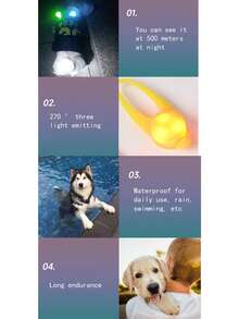 1PC Nighttime Safety Pet Pendant,Waterproof Dog Collar Light For Outdoor Walking, Anti-Lost Silicone Night Safety Walking Dark Night Light For Dogs And Cats Teddy Dog Little Pet Animal Outgoing Getting Glow Pet Supplies,For Night Safety Decor, - Multicolor - View 10