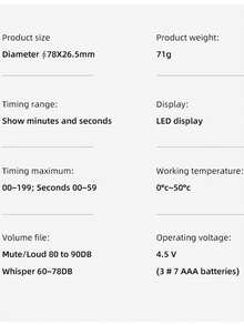 1pc 3*AAA Battery Powered Timer, Precise Seconds/Minutes Rotation Timer, Forward/Backward Adjustable, Angle Adjustable Stand/Magnetic For Fridge, Super Quiet Digital Display Multi-Function Timer, 3 Volume Levels