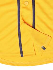Men's #1 Yellow Baseball Jersey - Button-Up Short-Sleeve Fit, Letter & Number Embroidery, Contrast Binding Detailing, Suitable For Training - 1 Vàng - Xem 5