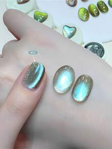 annies 5g Songcha Cocoa Esmalte de uñas en gel de ojo de gato - Gel de uñas de ojo de gato que se remoja en UV/LED marrón verde con cuentas de vidrio cerámico para salón de uñas DIY 1 pieza/3 piezas