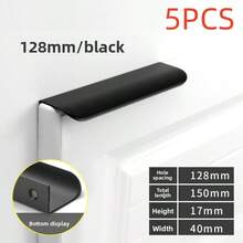 5/10 件免钻铝合金隐藏式橱柜把手 - 光滑拱形设计，哑光饰面，适用于衣柜和抽屉拉手