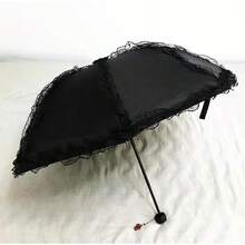 Vintage Lace Parasol Gothic Lolita Umbrella UV Sun Protection Witch Cosplay Photoshoot Props Party Decoration Local Shipping - Black - View 9