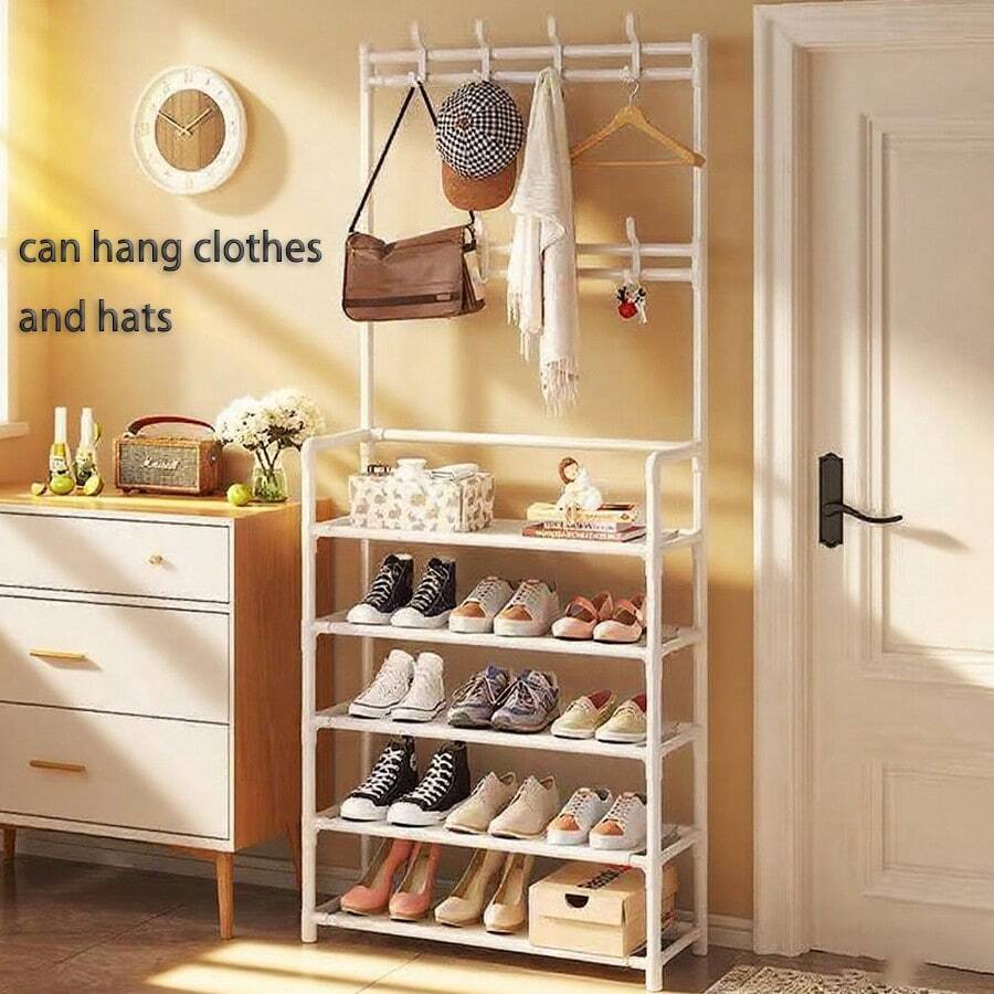 1 pieza Estantería de almacenamiento de múltiples capas, perchero de pie multifuncional para el hogar o dormitorio, gabinete para zapatos, estante para sombreros