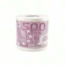 1 Stück kreative Toilettenpapierrolle mit Fälschung Euro-Banknote, Holzzellstoff-Toilettenpapier mit schwarz bedrucktem Design