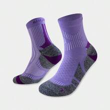 Kaus Kaki Lari untuk Pria & Wanita, Kaus Kaki Olahraga Maraton dengan Lapisan Terry Tebal, Kaus Kaki Bulu Tangkis dan Tenis Setinggi Betis yang Bernapas - Crew Socks - View 9