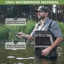 4-Ply Ultra Breathable Light Weight Stockingfoot Waders Chest-High Fly Fishing Waders For Men Women Waterproof Hunting Fishing Waders Perfect For 4 Seasons - 灰色 - 查看 4