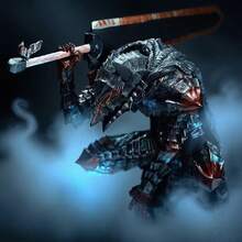 25厘米高狂战士雕像模型，破损血迹版可动人偶收藏品，酷炫黑剑装饰玩具，动漫周边可动模型，收藏品人偶 - 彩色 - 查看 2