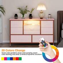 TV Stand With 8 Storage Drawer And Doors, Long TV Stand With Adjustable Shelves For 75 Inch TV For Living Room, Bedroom, Pink - Pink - View 6