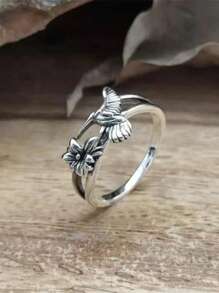 1 Piece Of Fashion Punk Vintage Flower And Bird Personalized Ring For Daily Wear