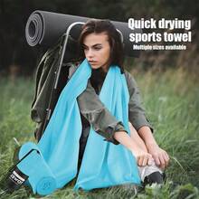 Toalha de praia/natação de microfibra absorvente de secagem rápida, 2/1 peça, toalha de praia macia de secagem rápida, dupla face, de pelúcia, cor sólida, portátil, para ioga, fitness e esportes