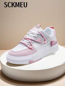 SCKMEU 1 Pair Women's Fashionable Casual Lightweight Sneakers, Versatile Student Wear