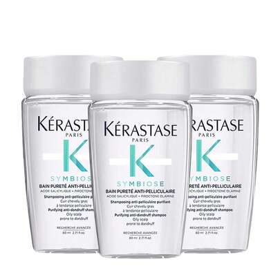 Kérastase 卡诗[迷你装] SYMBIOSE BAIN PURETE ANTI-PELLICULAIRE 洗发水 80ml*3/240ml / 保湿去屑无硫酸盐洗发水，适用于易生头屑的头发和头皮。清洁并滋润头皮和头发 | 适用于易生头屑的头皮 | 无硫酸盐 | 蕴含吡啶硫酮锌