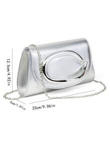 1 Stück silberne Palmen-Muster Damen Abendtasche, modisch und elegant, geeignet für Hochzeit/Party/Abschlussball/Bankett