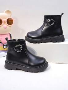 秋冬时尚儿童靴子，男童黑色踝靴，侧拉链设计，适合购物、度假、派对