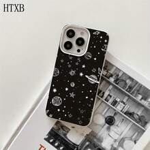 Fundas y carcasas protectoras para teléfono con diseño de planeta blanco y orificios grandes. Compatibles con phone 16 Pro Max, 16, 15 Pro, 14, 14 Plus/14 Pro Max, 13, 13 Pro, 12 Pro, 11/11 Pro. Regalos para cumpleaños y festividades - Blanco - Ver 5