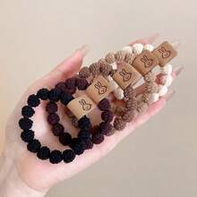 5 Stücke minimalistische Bärenkopf Haargummis, hochwertige elastische Haarbänder, Haargummis für den Pferdeschwanz, stilvolle kaffeebraune Haaraccessoires für Frauen