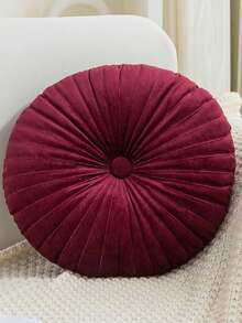 1 Stück runde Kürbis-förmige Kissen, geeignet für Tatami-Matte, Stuhl, Boden, Sitzkissen, Fensterbank, aus Plüschstoff gefertigt, weich & bequem, weinrot