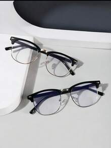 2 PCS Men's Half Frame Glasses And For Computer Reading Gaming TV Phones