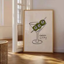 1pc Extra Lucky Cocktail Art Canvas Printing 8-Ball Olive Martini Wall Art Poster For Modern Living Room Bedroom Kitchen Home Decor No Frame Wall Stickers Room Decor Wall Sticker Wall Decor Stickers Home Decor