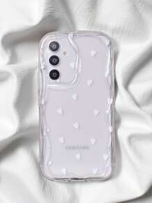 1个可爱简约白色心形设计透明3D波浪全包防摔手机壳，兼容三星/Spark/Infinix/OPPO手机 - 白色 - 查看 5