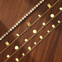 1 pieza Collar minimalista cuadrado de acero inoxidable con cristal de circonita cúbica, conjunto de joyas de moda, adecuado para uso diario, regalo único para mujeres