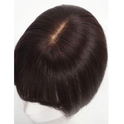 8*12 女士直发片棕色发夹假发基本款增发适合所有棕色真发刘海用于修饰脸型