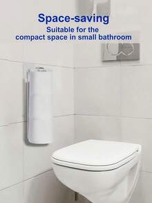 钻孔厕纸架，浴室铁艺厕纸卷架，粘在门上，厨房纸巾架 - 銀色 - 查看 2