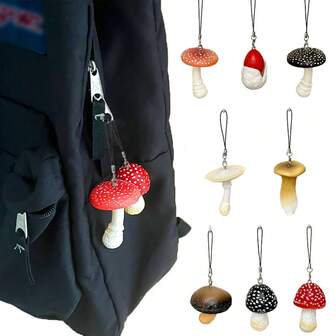 1pc Mushroom Keychain Realistic Mushroom Keychain Keyring Charms For Bag Backpack Car Ornaments Keychain Craft Gift Decorative Keyring Accessory Car Accessories For Woman Gifts For Women Phone Accessories