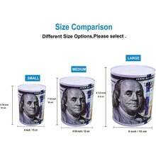 Hucha con billete de 100 dólares, de 5 7/8" de alto, para ahorrar monedas y dinero, con la imagen de , lata de monedas (1 paquete, 5 7/8" X 4") - 1 - Ver 8