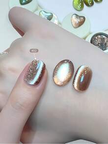 annies 5g Songcha Cocoa Esmalte de uñas en gel de ojo de gato - Gel de uñas de ojo de gato que se remoja en UV/LED marrón verde con cuentas de vidrio cerámico para salón de uñas DIY 1 pieza/3 piezas