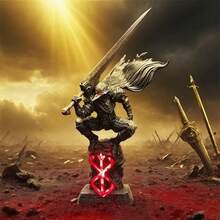 25厘米高狂战士雕像模型，破损血迹版可动人偶收藏品，酷炫黑剑装饰玩具，动漫周边可动模型，收藏品人偶 - 彩色 - 查看 6