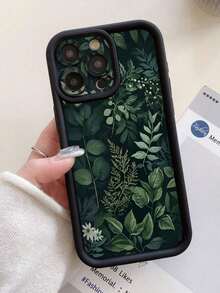 1pc Leaf Pattern Design Phone Case With Camera Protective Hole, Thick & Anti-Fall Black Cover Suitable For IPhone 11 Pro Max/12 Pro Max/13 Pro Max/14 Pro Max/15 Pro Max/16 Plus/16 Pro Max, 16E, Galaxy A55/A15/S24 Ultra/S25 Ultra, Redmi, OPPO/Realme, VIVO, Infinix, Honor, MOTO, One Plus Waterproof Shockproof Scratch Resistant - 黑色 - 查看 7