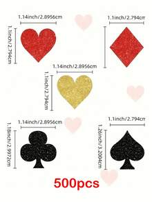 100/200 Peças Conjunto de Confetes Cintilantes Coloridos de Las Vegas para Noiva, Casamento, Festa de Aniversário, Aniversário, Festa de Despedida de Solteira - Confetes Reutilizáveis com Formato de Coração Preto e Dourado, Espalhe na Mesa da Festa, Decorações de Festa - Multicolorido - Visão 11