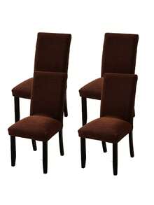 1/4/6pcs Plush Jacquard Chair Covers, Elastic Chair Slipcovers, Easy To Clean, Durable, Suitable For Family Gatherings, Dining Room, Living Room, Home Decor
