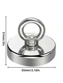 重型304不锈钢圆形打捞磁铁，钕磁铁大号标签移除器，带挂环螺栓，高功率磁性工具，适用于在湖泊、河流、海滩、草坪等处打捞物品。 - 彩色 - 查看 16