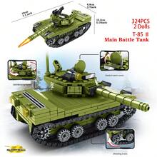 坦克形小颗粒积木模型，创意有趣 14+ 青少年坦克车工程车拼装积木桌面装饰模型，3D DIY 拼图节日装饰品，完美作为家庭/办公室桌面装饰或送给朋友的节日礼物，套装房间装饰 - 彩色 - 查看 19