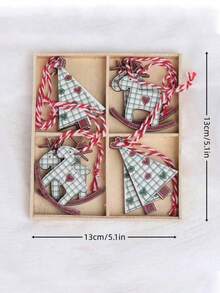 8pcs/Box Wooden Christmas Decorations, Including Elk, Bell, Snowflake, Diy Tree Hanging Ornaments, Festival Gift-Christmas Tree Decoration Pendants, Holiday Ornaments,Christmas Decorations