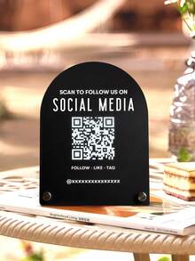 1pc Customized QR Code Sign, Personalized Business Review Sign, Customized Business Display Sign, Personalized QR Code Social Media Logo, Customized Menu Display Sign, Personalized Social Media Plaque, Business Sign, Salon Sign, Menu, Price List, Business Sign, QR Code Sign, Stylish, Simple, Unique Personalized Custom Gift