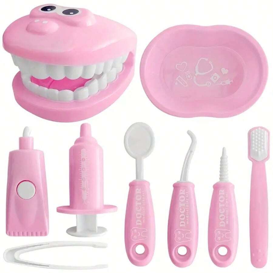 9pcs Plastic Dentist Simulation Game Set, Medical Tools Children Role Play Toys, Educational Puzzle Toys